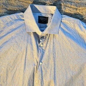 Nordstrom Men's Blue Shirt with Pink Dots
